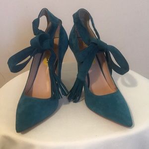 Sea green suede shoes